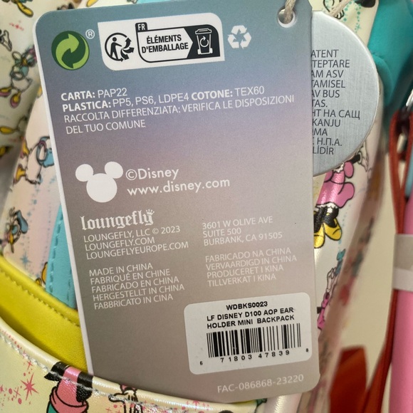 Loungefly Disney100 Mickey & Friends Classic Iridescent Mini Backpack & Headband - Picture 10 of 16
